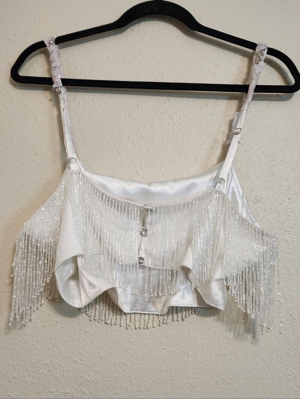 Show Me Your MuMu White Beaded Fringe Crop Top - Picture 6 of 9